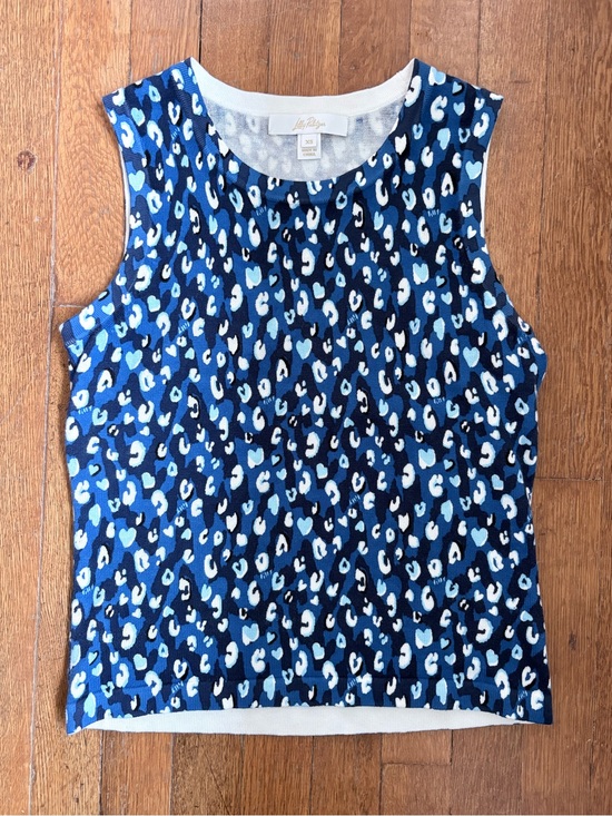 Lilly Pulitzer Tops - Lilly Pulitzer Blue Multi Leopard-Print Sleeveless Top